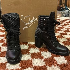 Nappa Mad Louboutin Heeled Leather Lace Up Boots